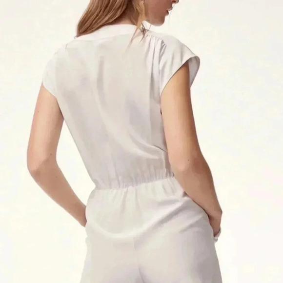 Aritzia White Romper Gray 100% Silk Romper Corbett Small - Picture 4 of 12